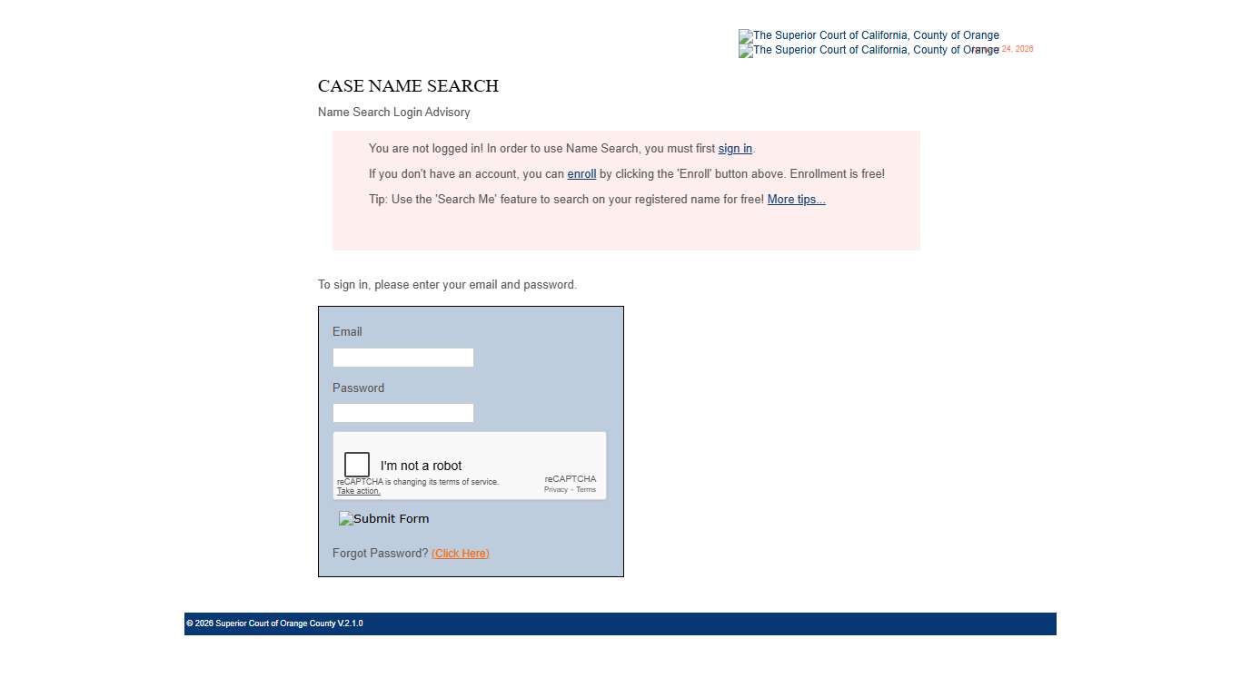The Superior Court of California - Name Search