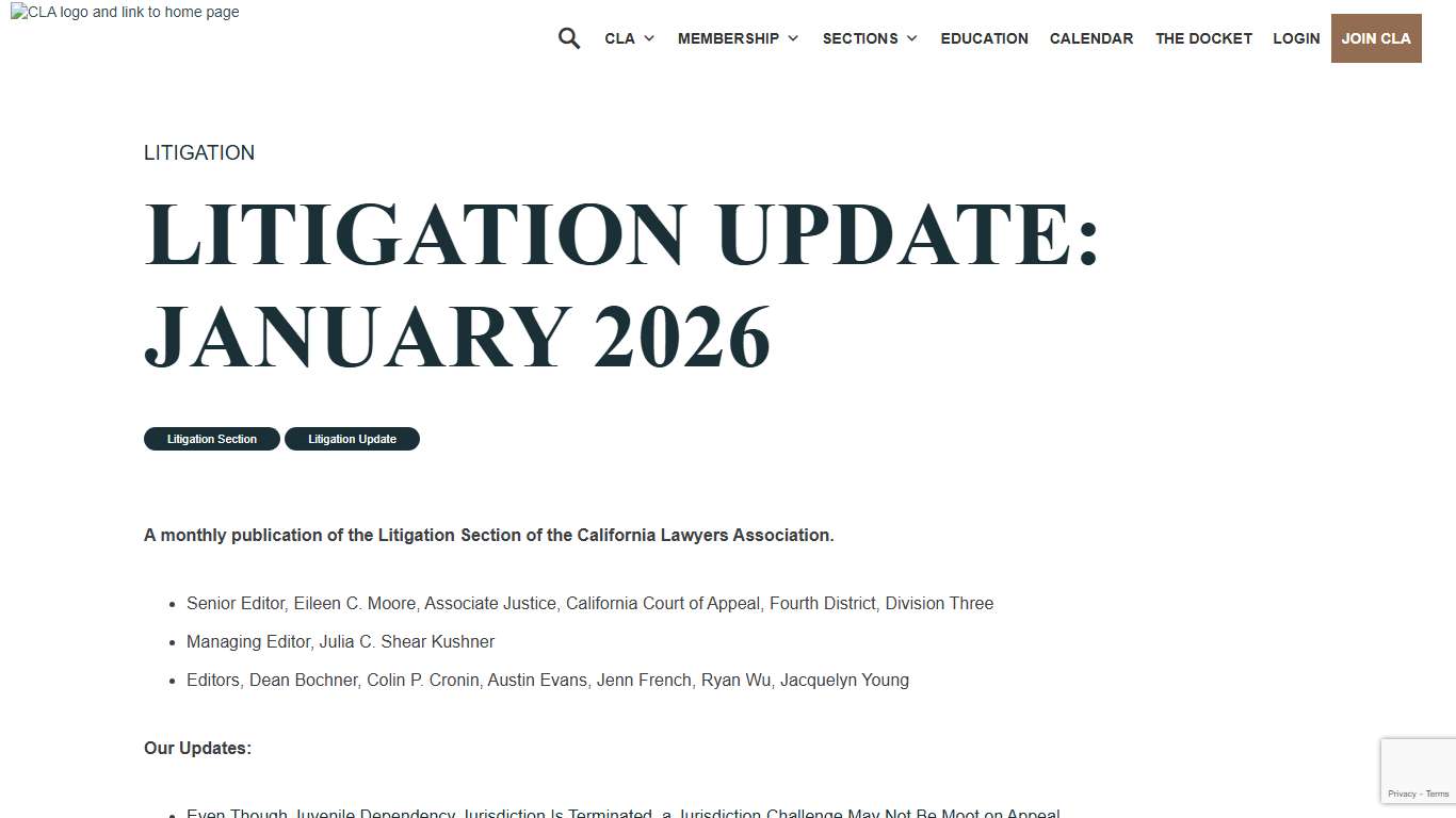 Litigation Update: January 2026 - California Lawyers Association